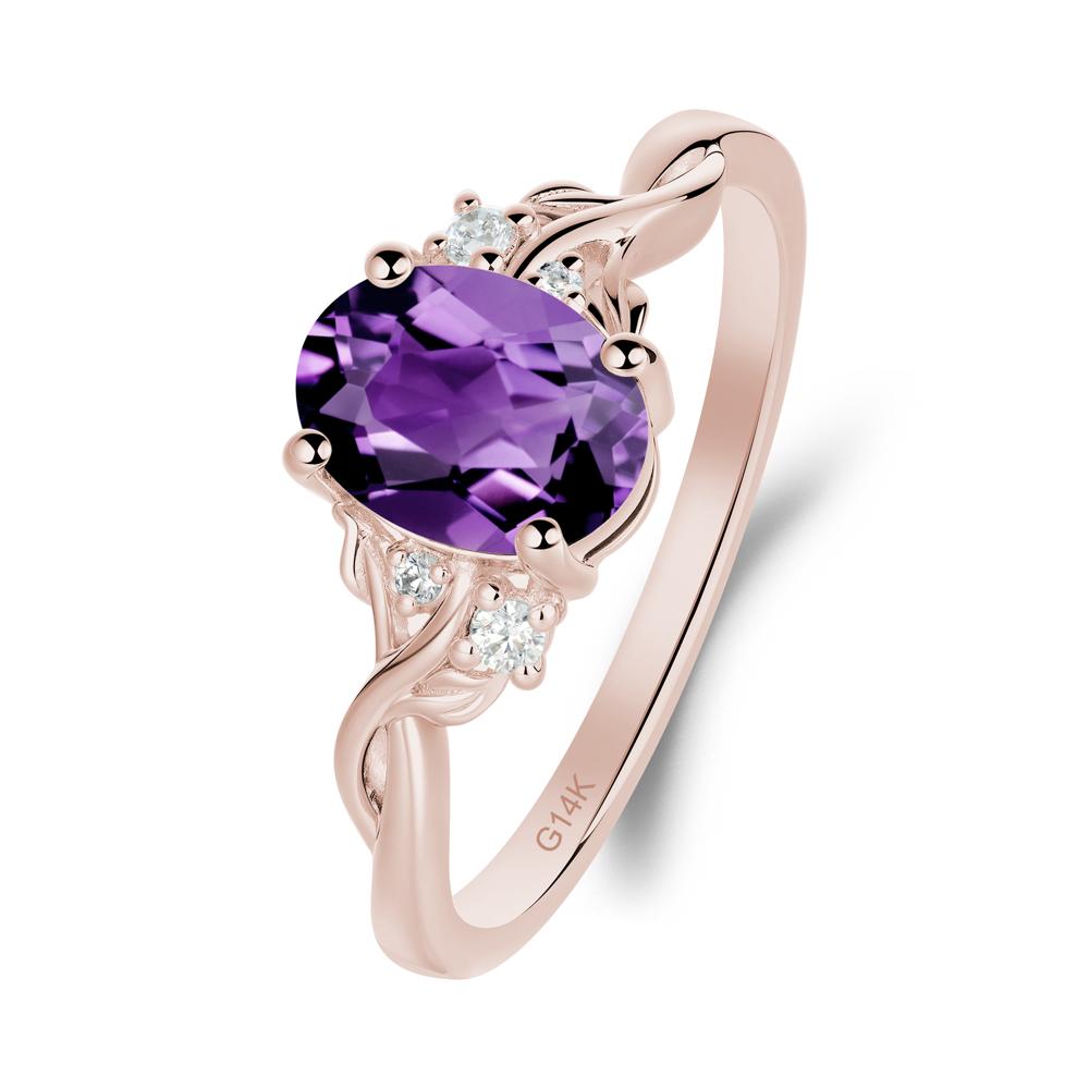 Leaf Inspired Twist Band Amethyst Ring - LUO Jewelry #metal_14k rose gold