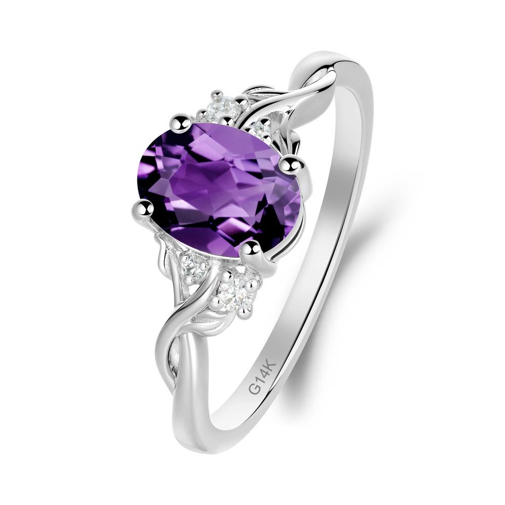 Leaf Inspired Twist Band Amethyst Ring - LUO Jewelry #metal_14k white gold