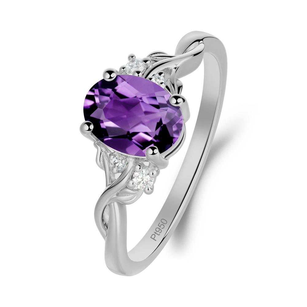 Leaf Inspired Twist Band Amethyst Ring - LUO Jewelry #metal_platinum