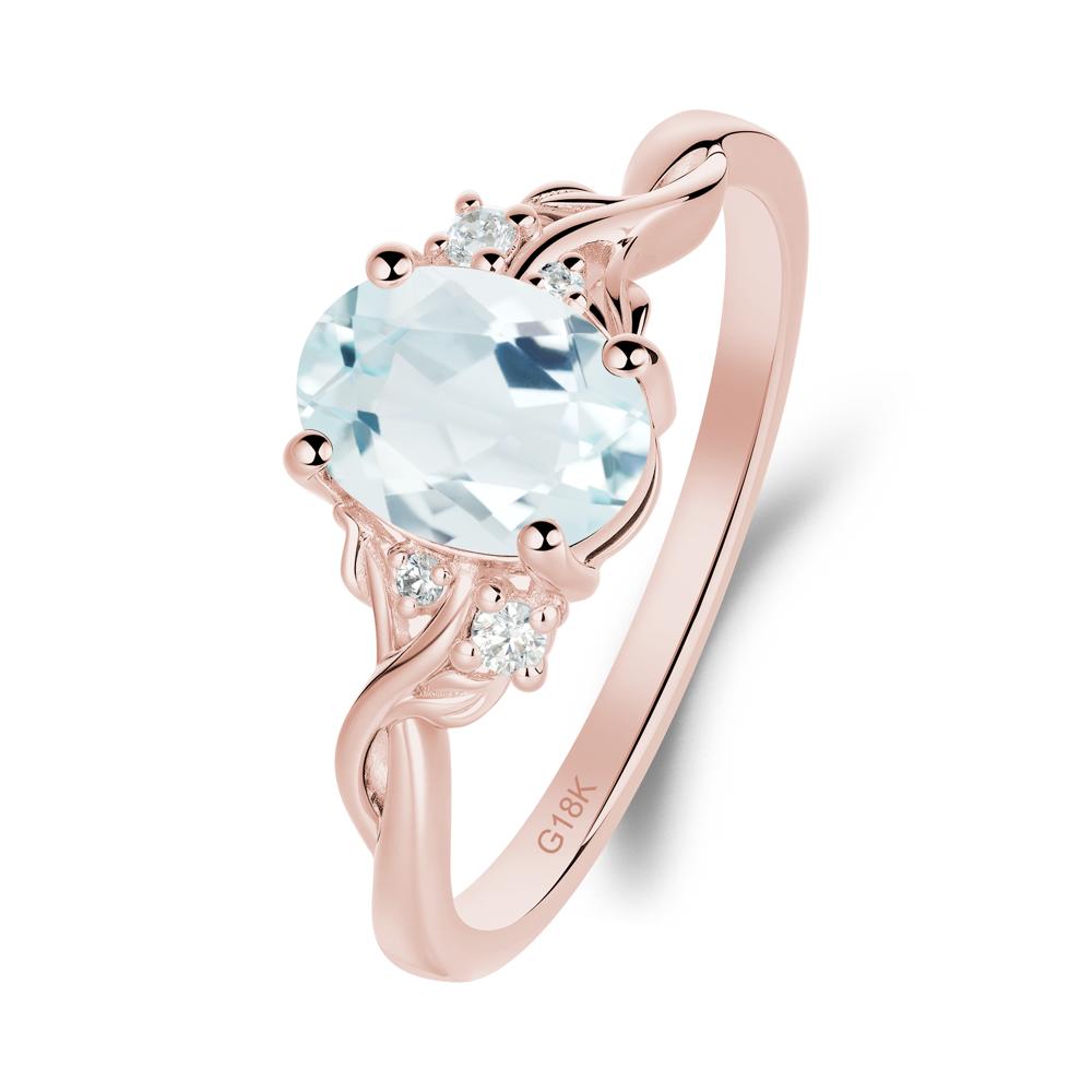 Twist Band Aquamarine Leaf Ring - LUO Jewelry #metal_18k rose gold
