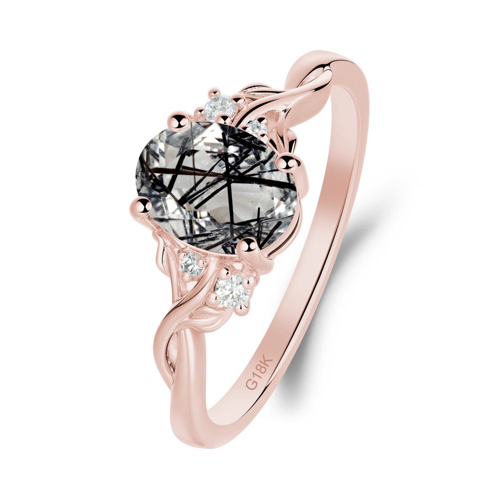 Leaf Inspired Twist Band Black Rutilated Quartz Ring - LUO Jewelry #metal_18k rose gold