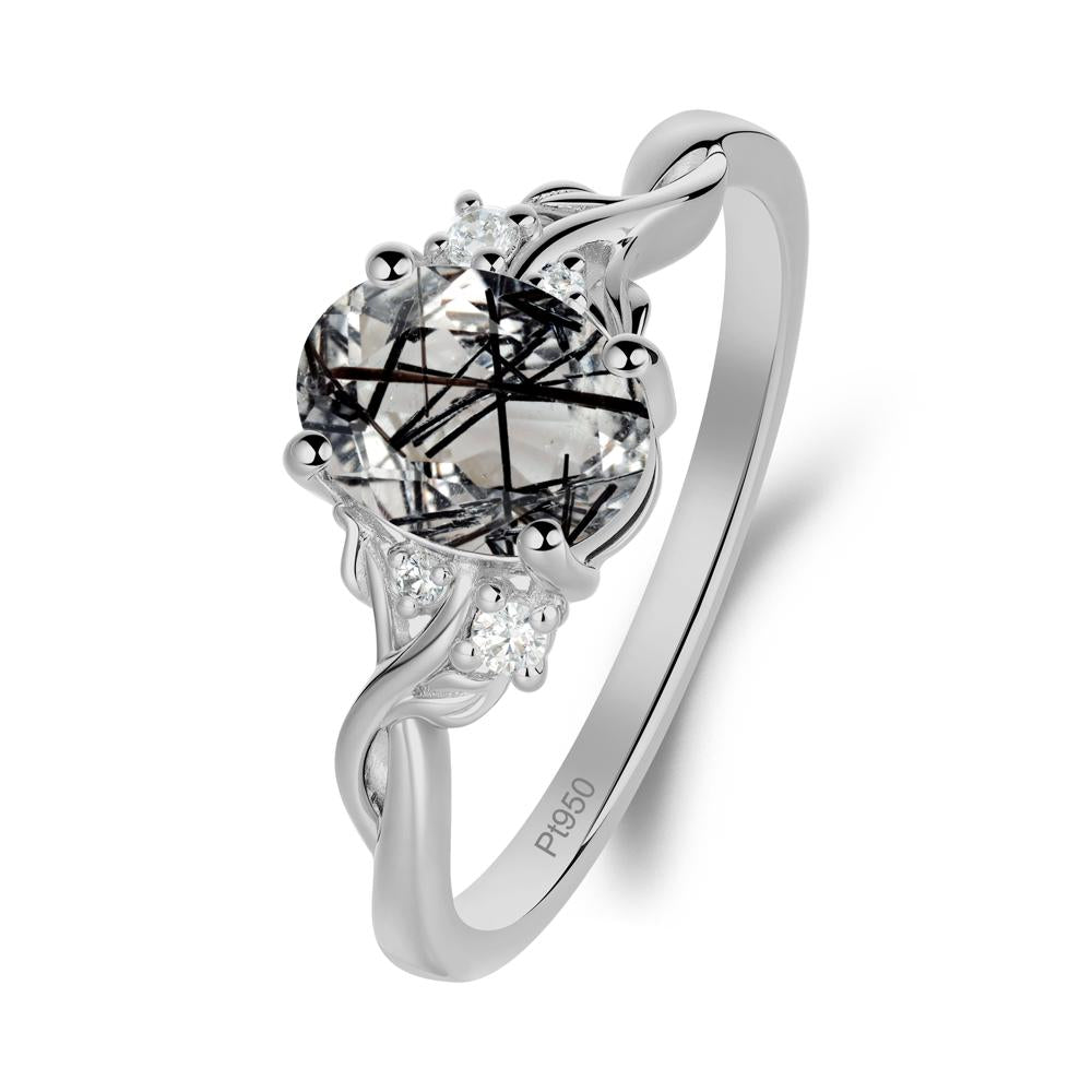 Leaf Inspired Twist Band Black Rutilated Quartz Ring - LUO Jewelry #metal_platinum