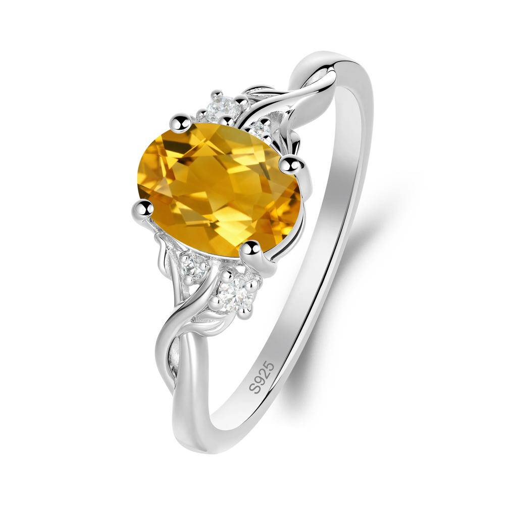 Citrine Leaf Twist Engagement Ring - LUO Jewelry #metal_sterling silver