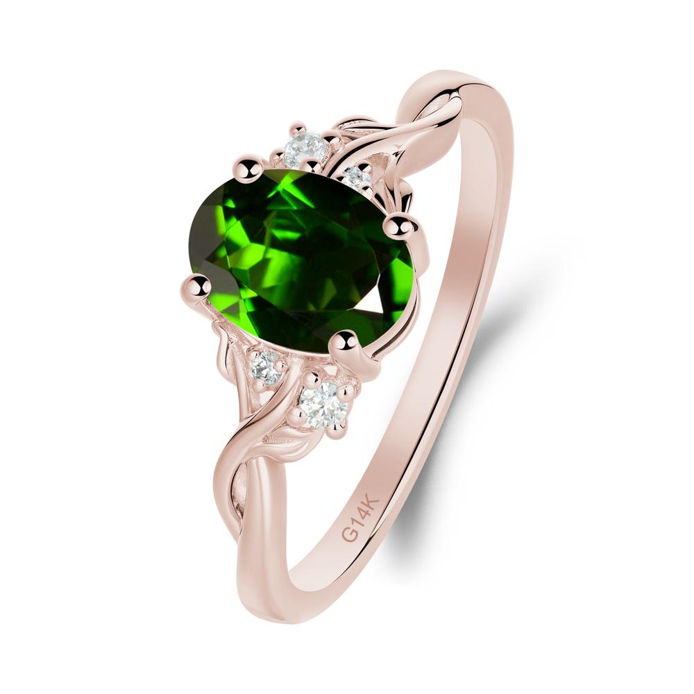 Leaf Inspired Twist Band Diopside Ring - LUO Jewelry #metal_14k rose gold