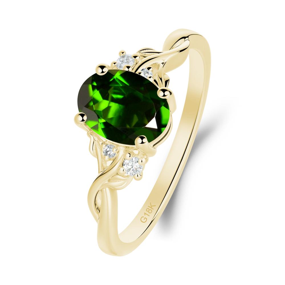 Leaf Inspired Twist Band Diopside Ring - LUO Jewelry #metal_18k yellow gold