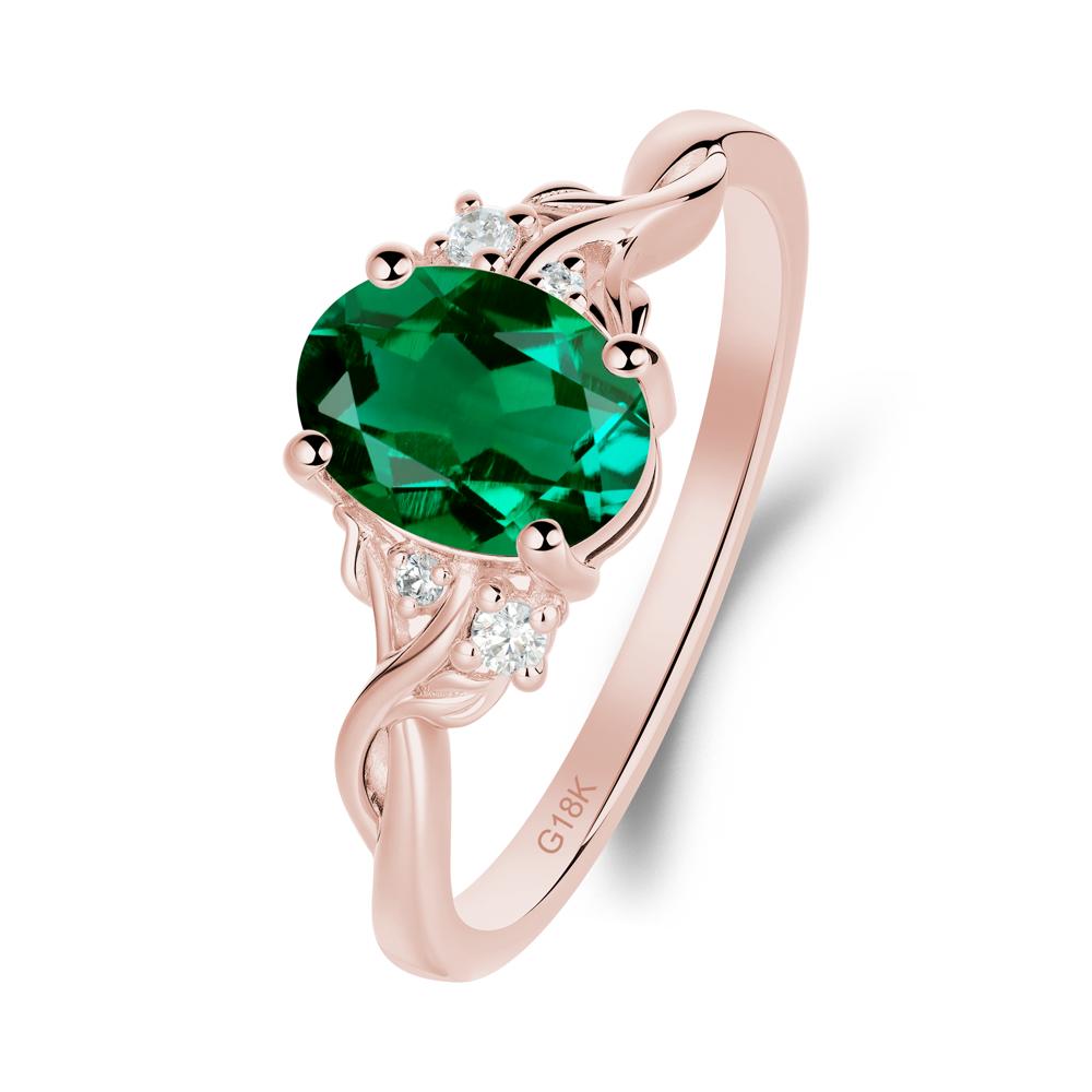 Leaf Inspired Twist Band Emerald Ring - LUO Jewelry #metal_18k rose gold