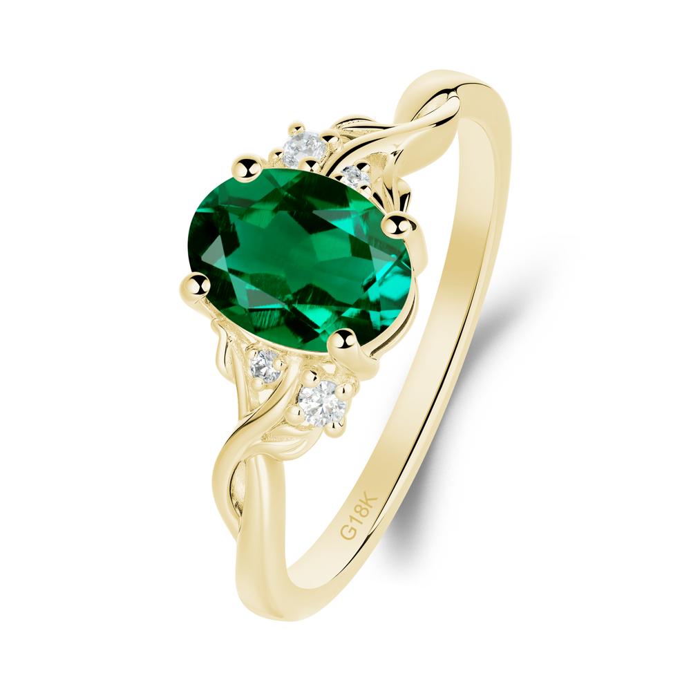 Leaf Inspired Twist Band Emerald Ring - LUO Jewelry #metal_18k yellow gold