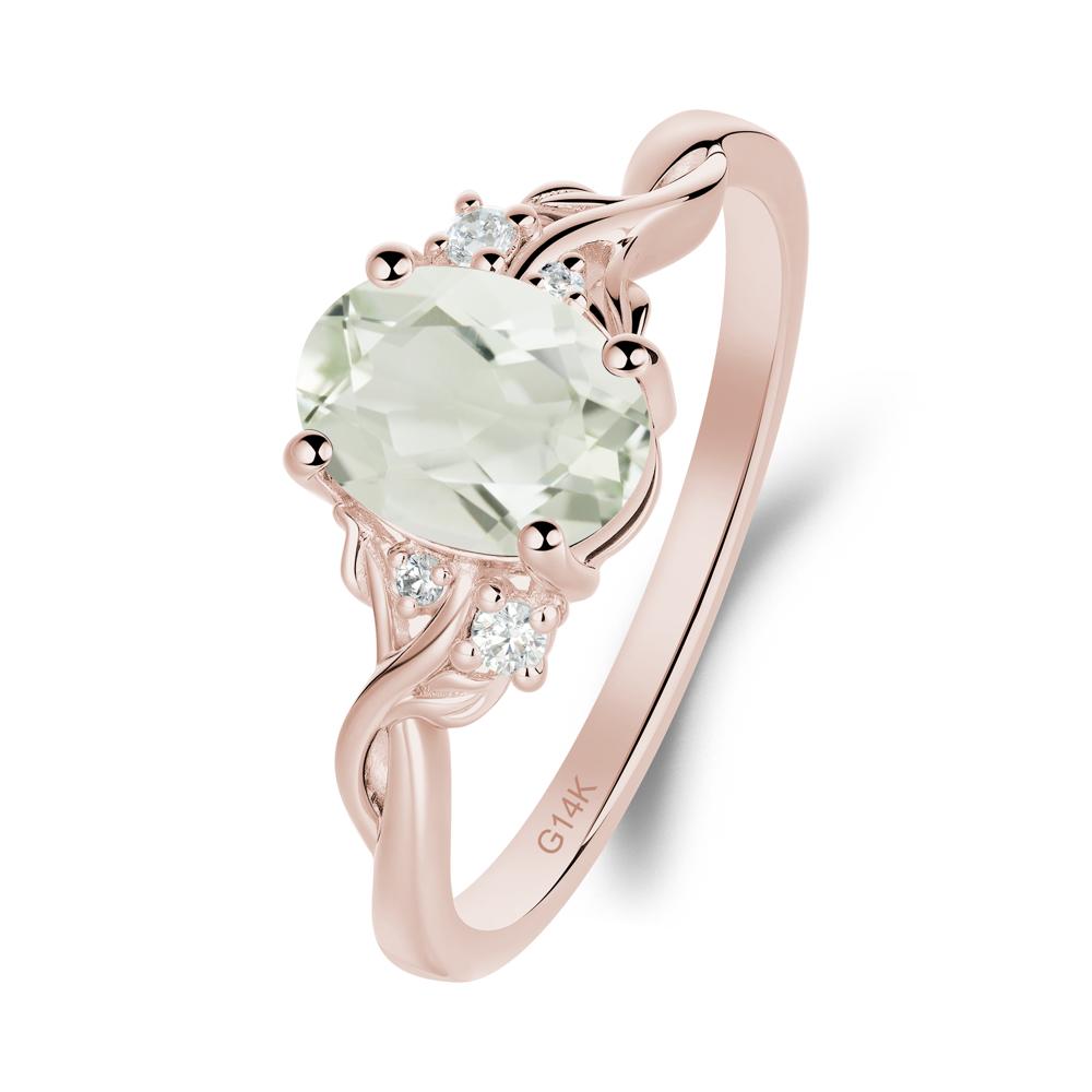 Green Amethyst Leaf Twist Engagement Ring - LUO Jewelry #metal_14k rose gold