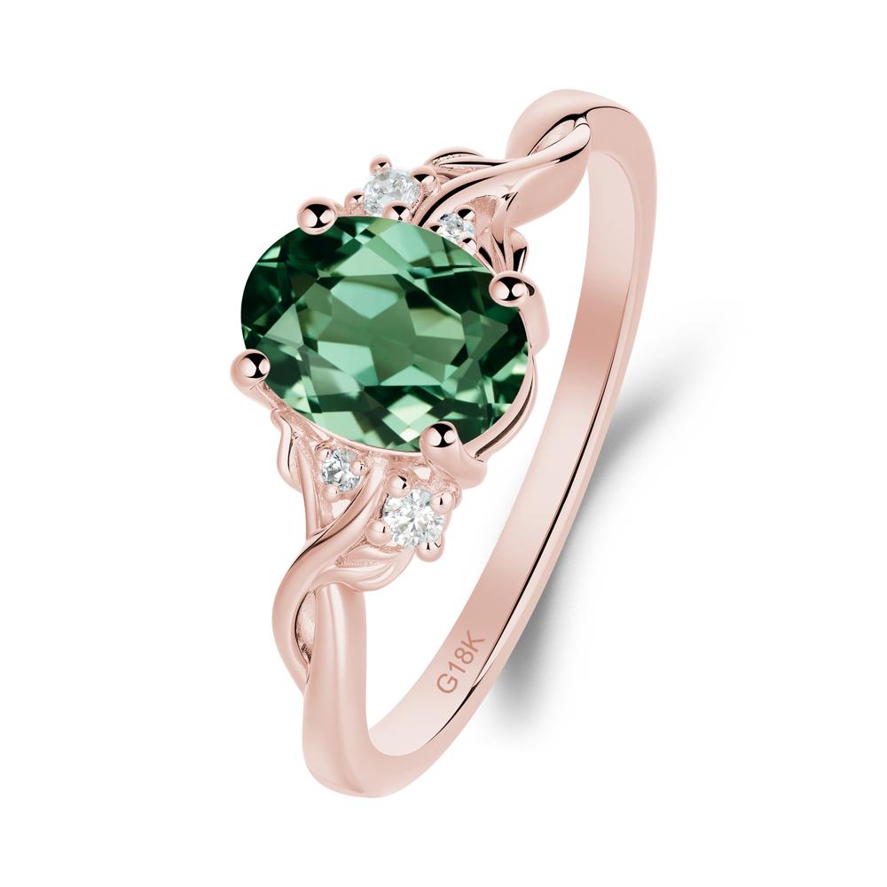 Green Sapphire Leaf Twist Engagement Ring - LUO Jewelry #metal_18k rose gold