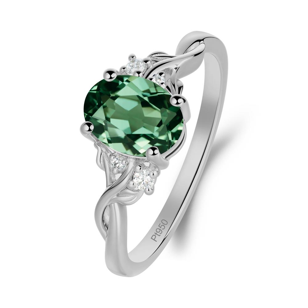 Green Sapphire Leaf Twist Engagement Ring - LUO Jewelry #metal_platinum