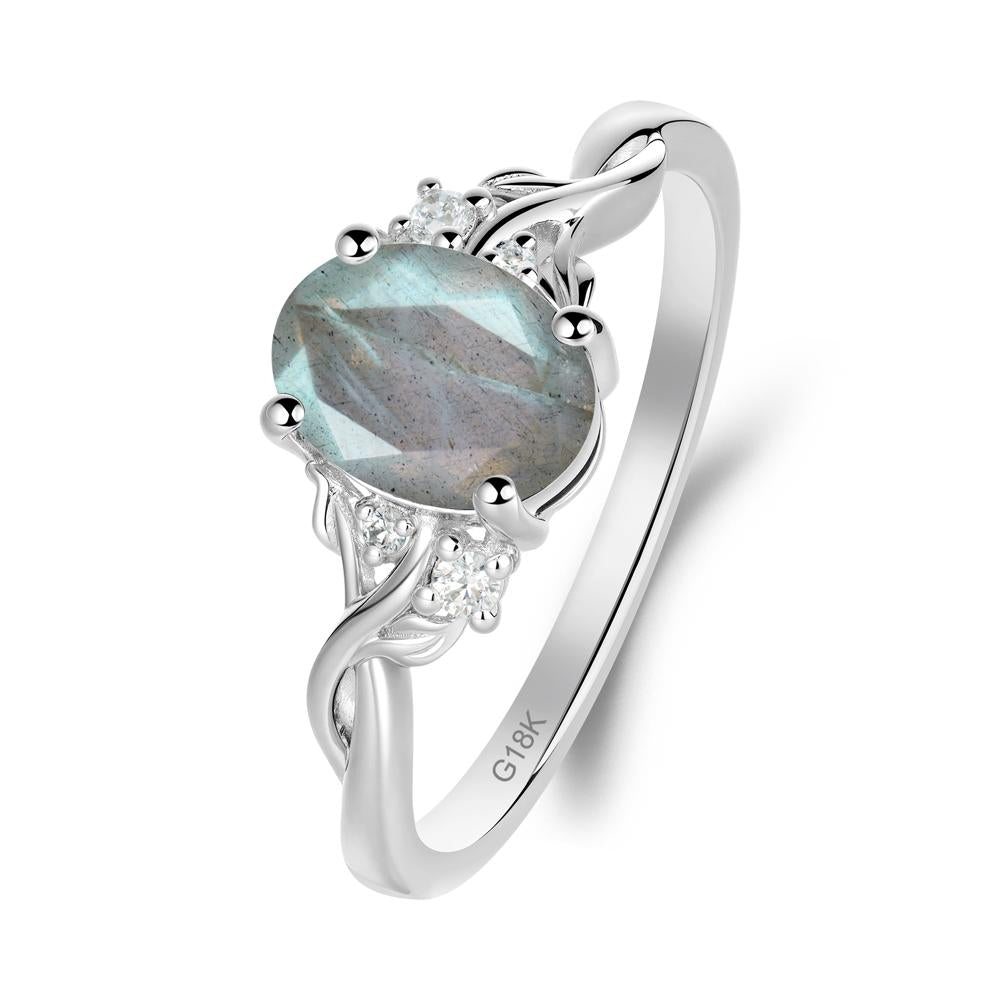 Twist Band Labradorite Leaf Ring - LUO Jewelry #metal_18k white gold