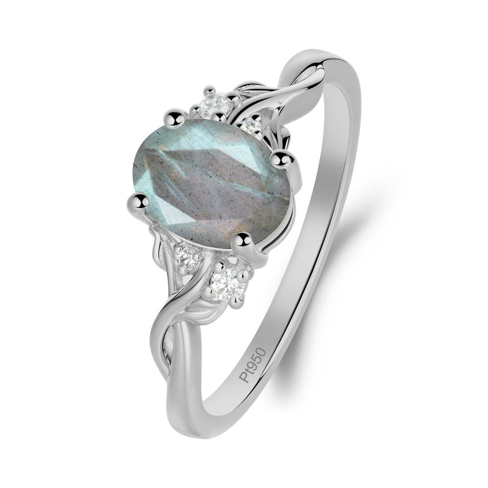 Twist Band Labradorite Leaf Ring - LUO Jewelry #metal_platinum