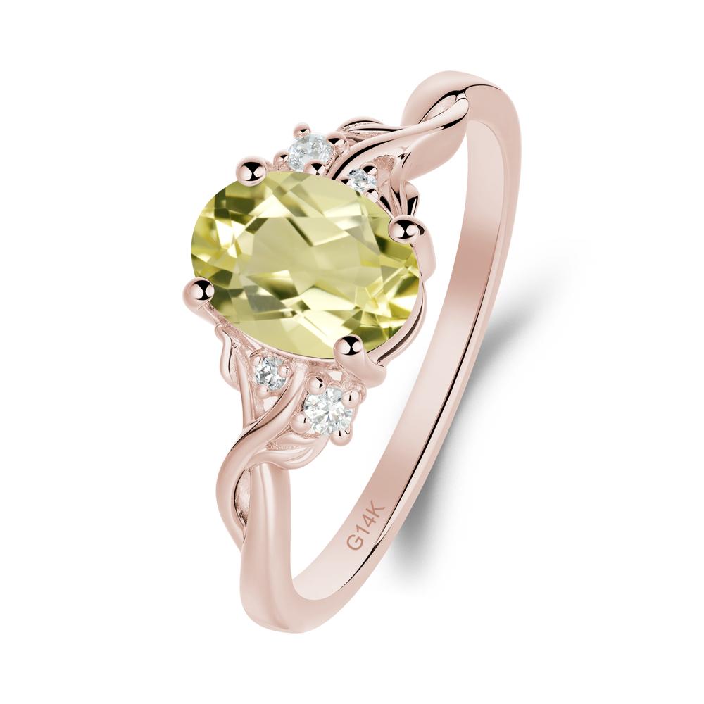 Lemon Quartz Leaf Twist Engagement Ring - LUO Jewelry #metal_14k rose gold