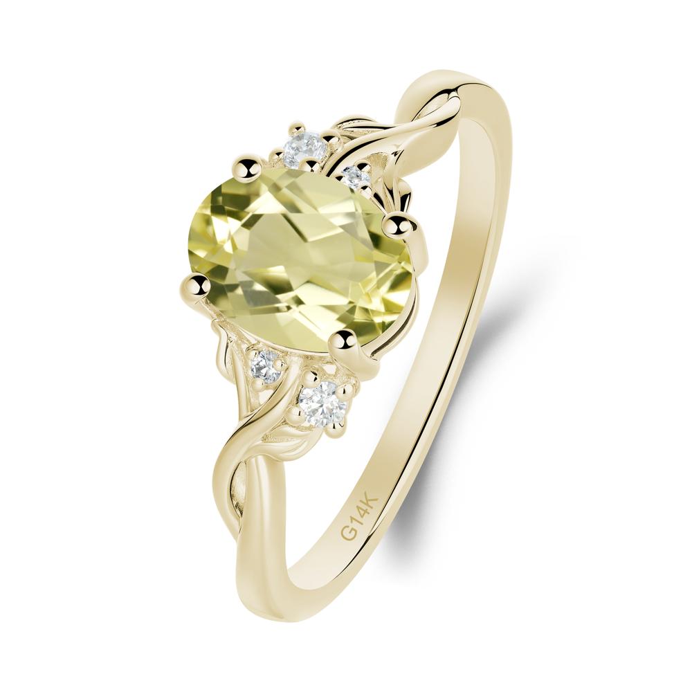 Lemon Quartz Leaf Twist Engagement Ring - LUO Jewelry #metal_14k yellow gold