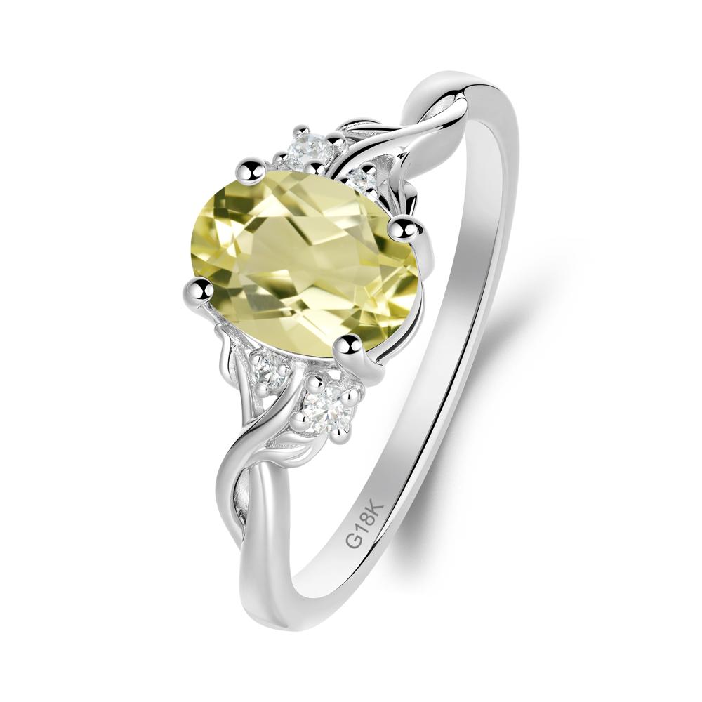 Lemon Quartz Leaf Twist Engagement Ring - LUO Jewelry #metal_18k white gold