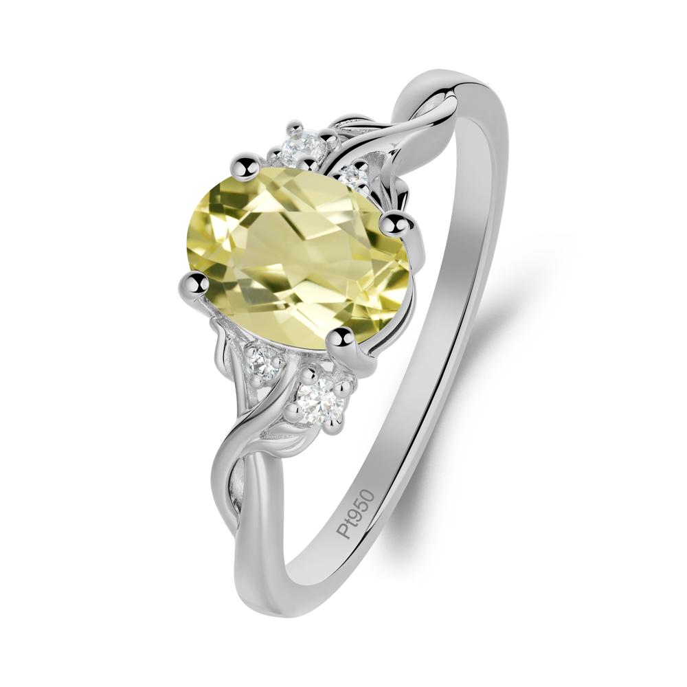 Lemon Quartz Leaf Twist Engagement Ring - LUO Jewelry #metal_platinum