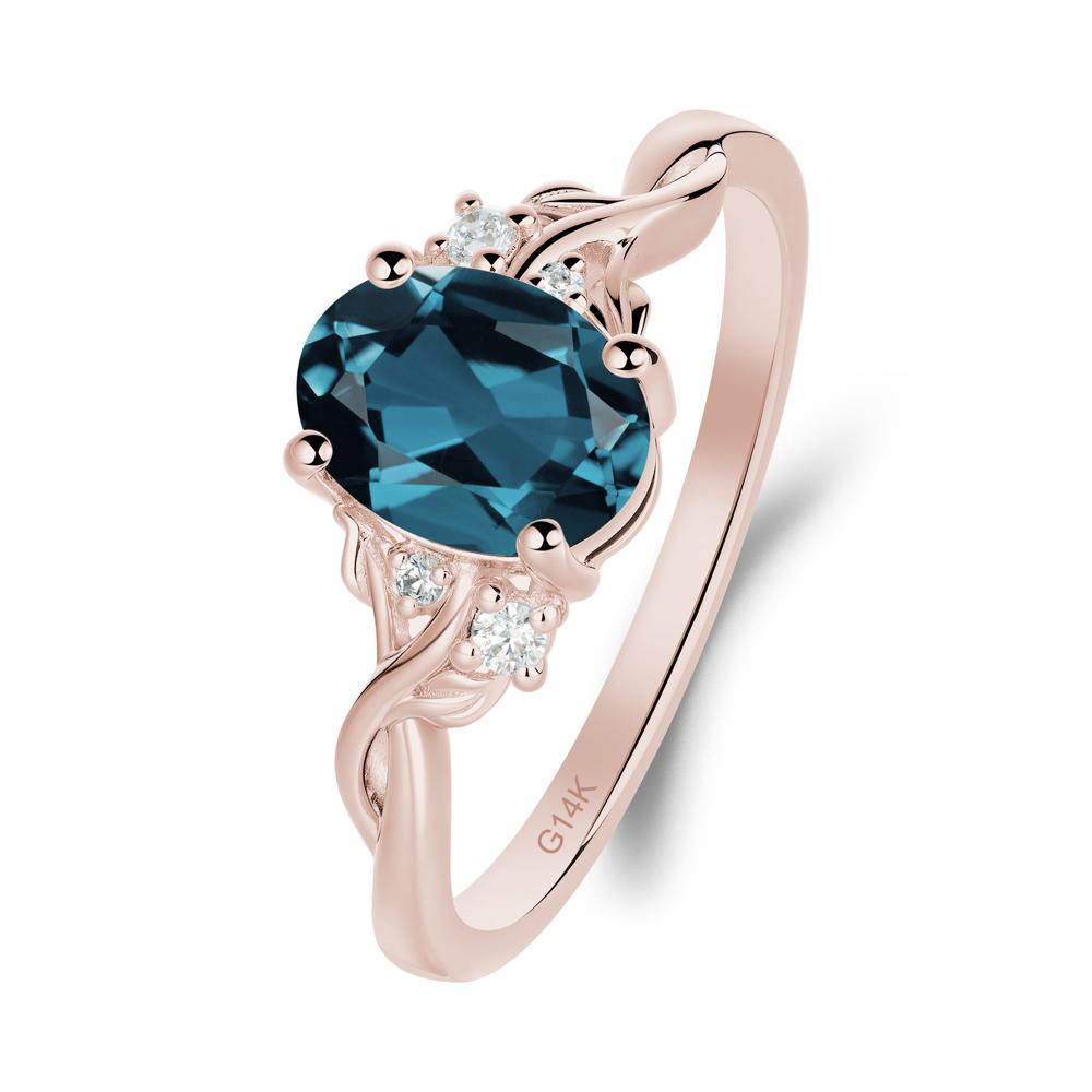 Twist Band London Blue Topaz Leaf Ring - LUO Jewelry #metal_14k rose gold