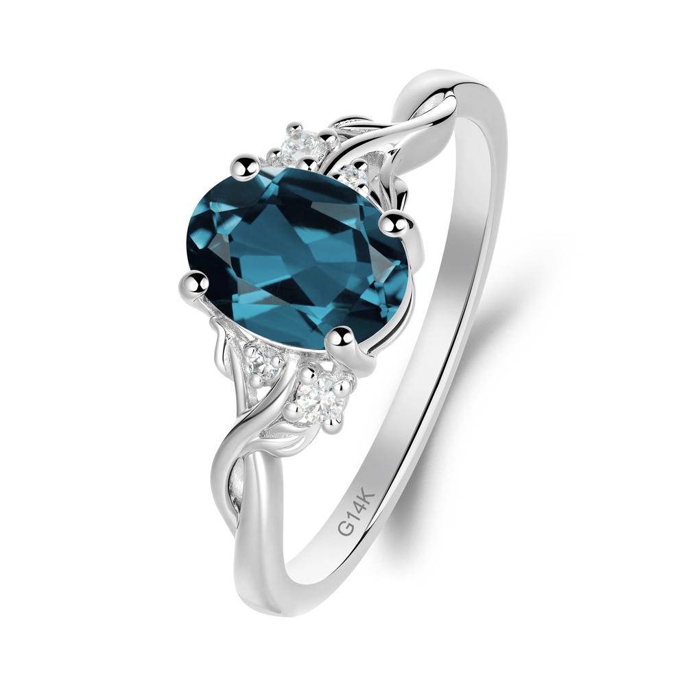 Twist Band London Blue Topaz Leaf Ring - LUO Jewelry #metal_14k white gold