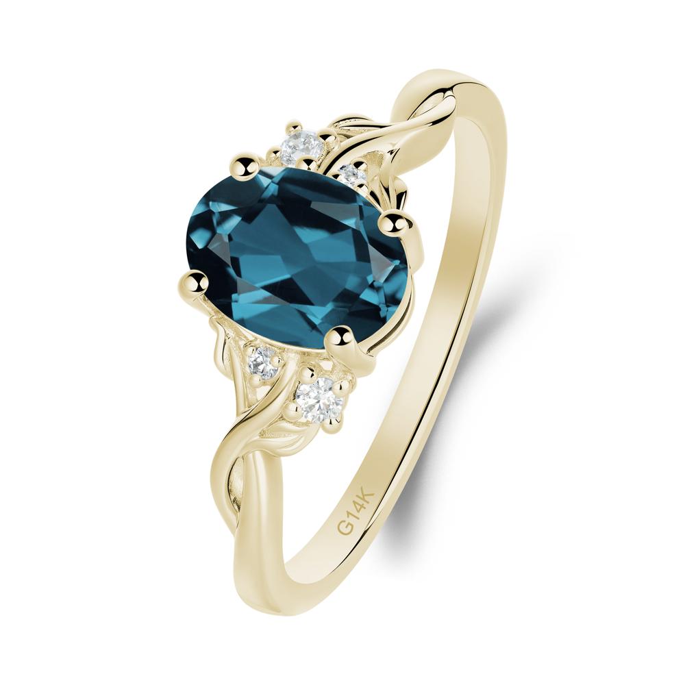 Twist Band London Blue Topaz Leaf Ring - LUO Jewelry #metal_14k yellow gold