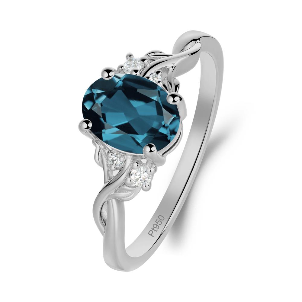 Twist Band London Blue Topaz Leaf Ring - LUO Jewelry #metal_platinum