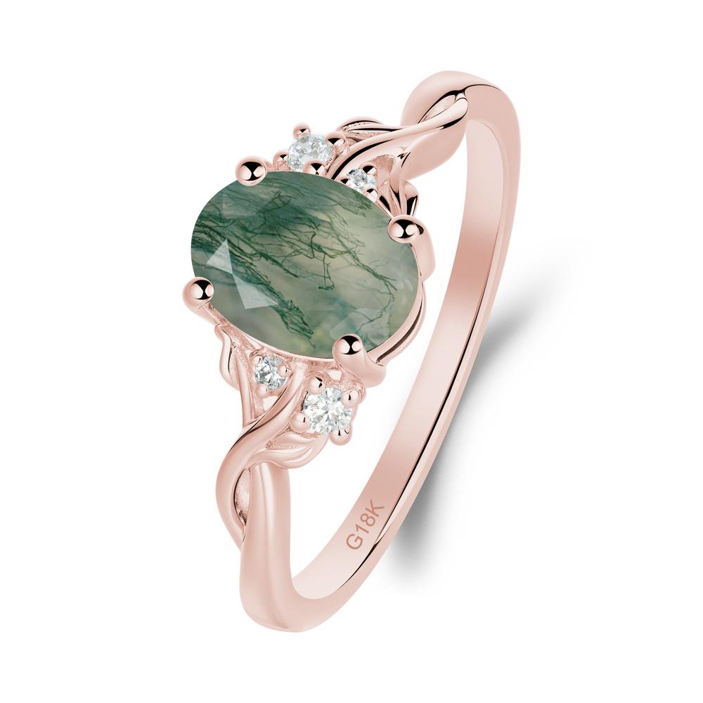 Twist Band Moss Agate Leaf Ring - LUO Jewelry #metal_18k rose gold