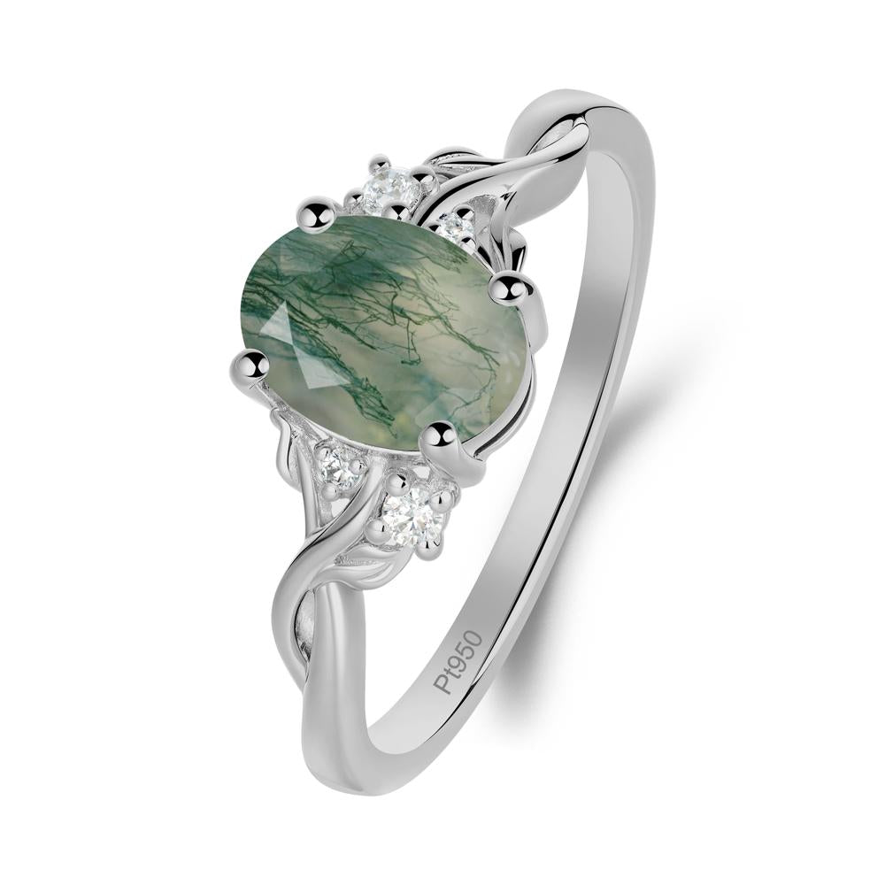 Twist Band Moss Agate Leaf Ring - LUO Jewelry #metal_platinum