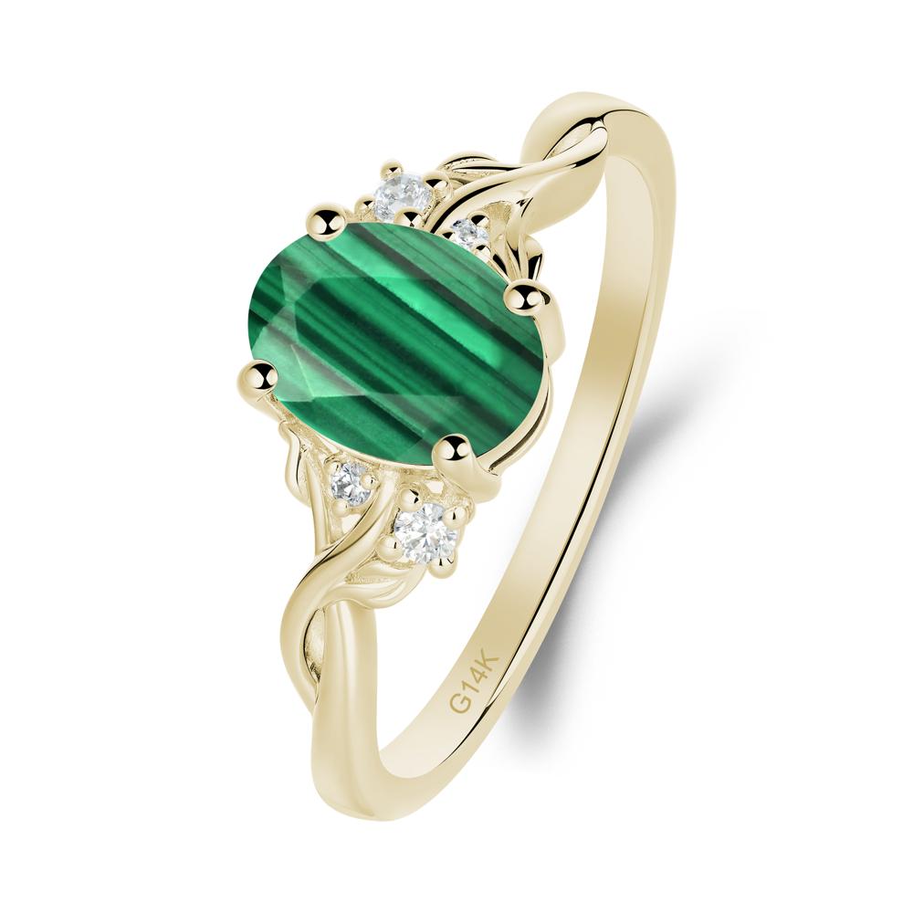 Malachite Leaf Twist Engagement Ring - LUO Jewelry #metal_14k yellow gold