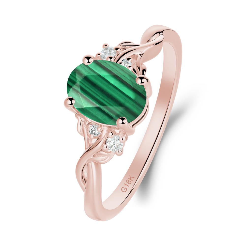 Malachite Leaf Twist Engagement Ring - LUO Jewelry #metal_18k rose gold