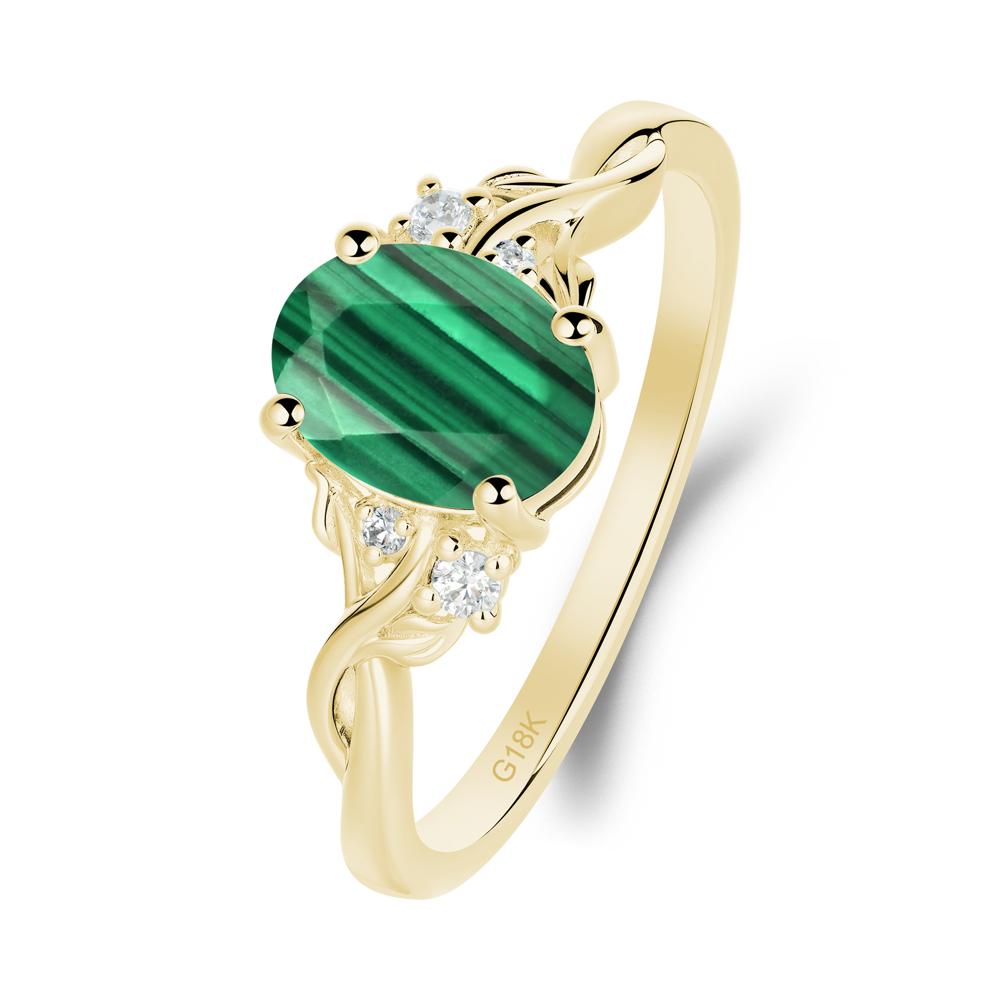 Malachite Leaf Twist Engagement Ring - LUO Jewelry #metal_18k yellow gold