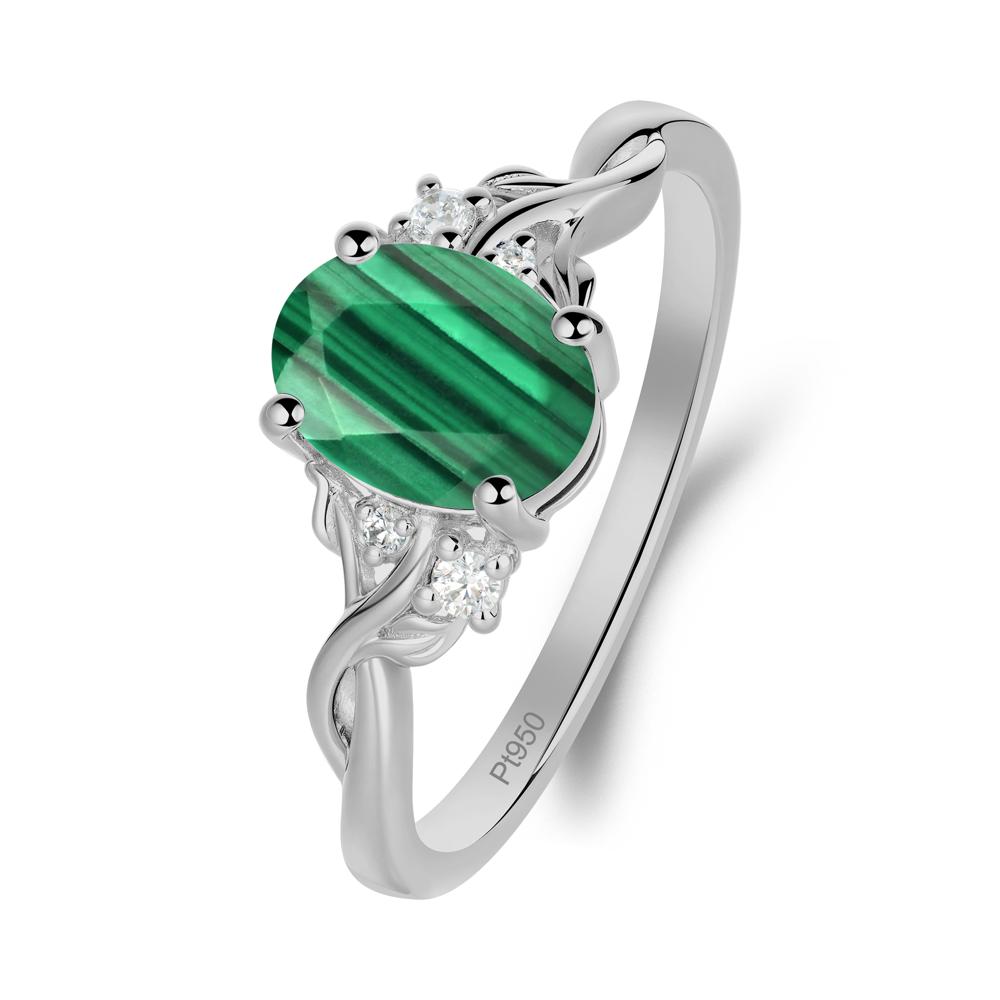 Malachite Leaf Twist Engagement Ring - LUO Jewelry #metal_platinum