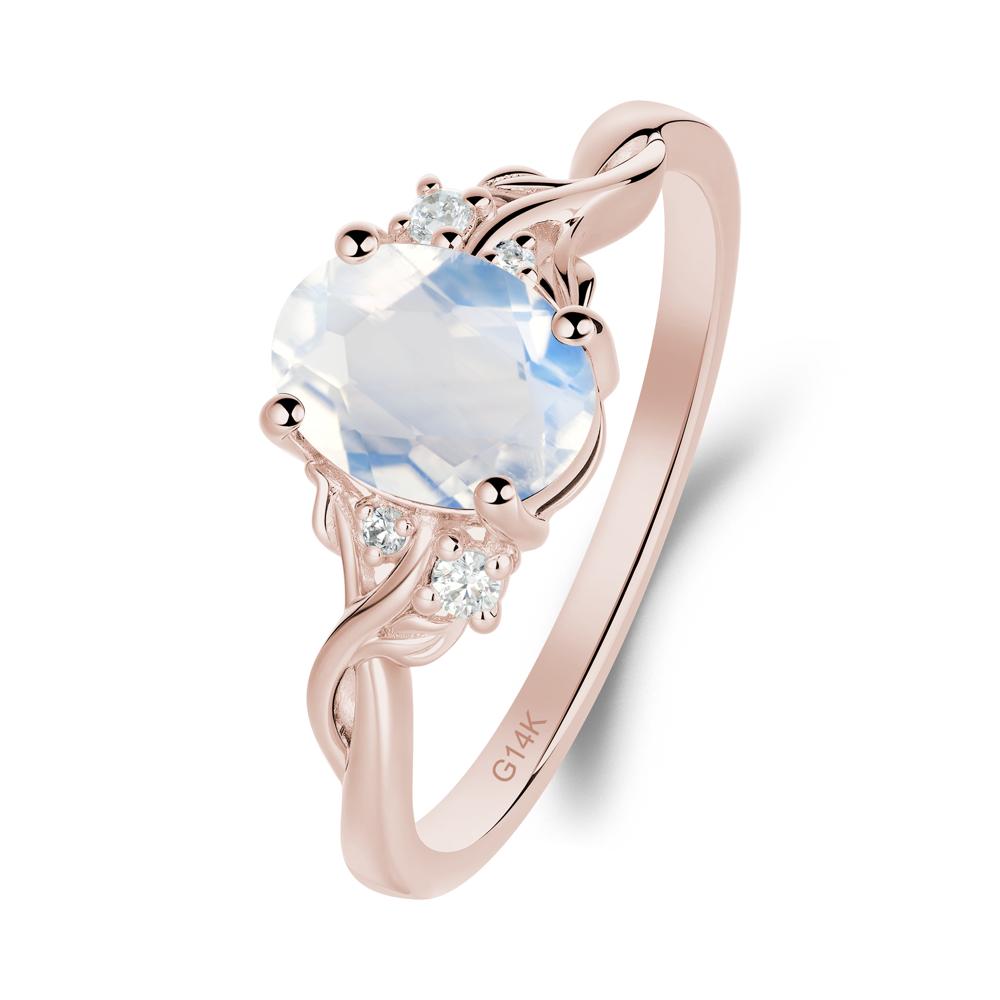 Twist Band Moonstone Leaf Ring - LUO Jewelry #metal_14k rose gold
