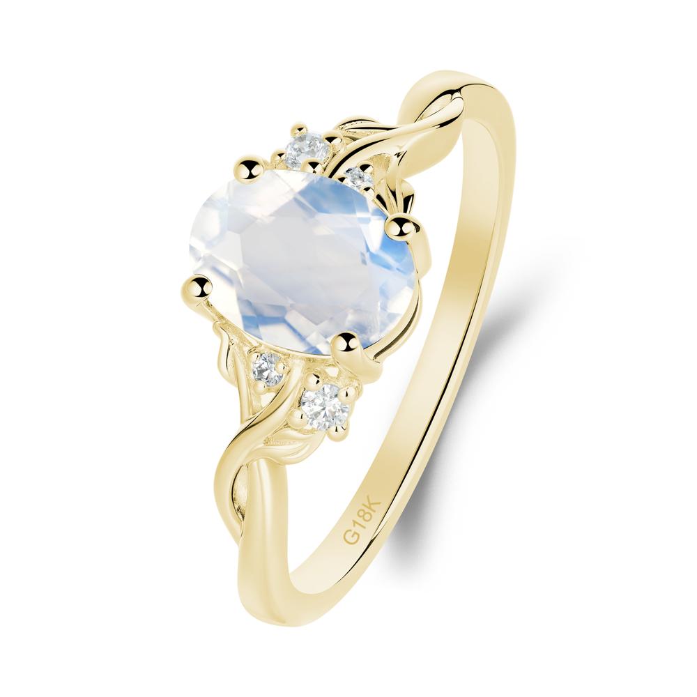 Twist Band Moonstone Leaf Ring - LUO Jewelry #metal_18k yellow gold