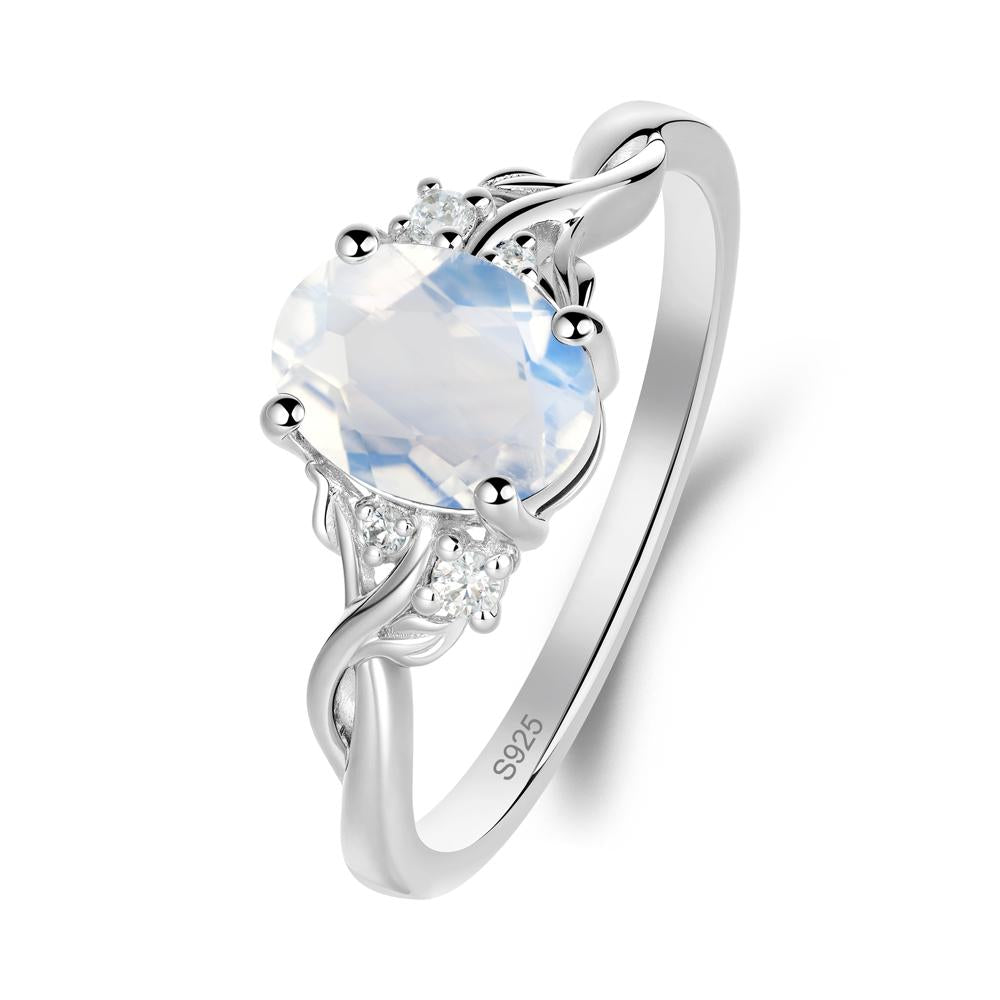 Twist Band Moonstone Leaf Ring - LUO Jewelry #metal_sterling silver