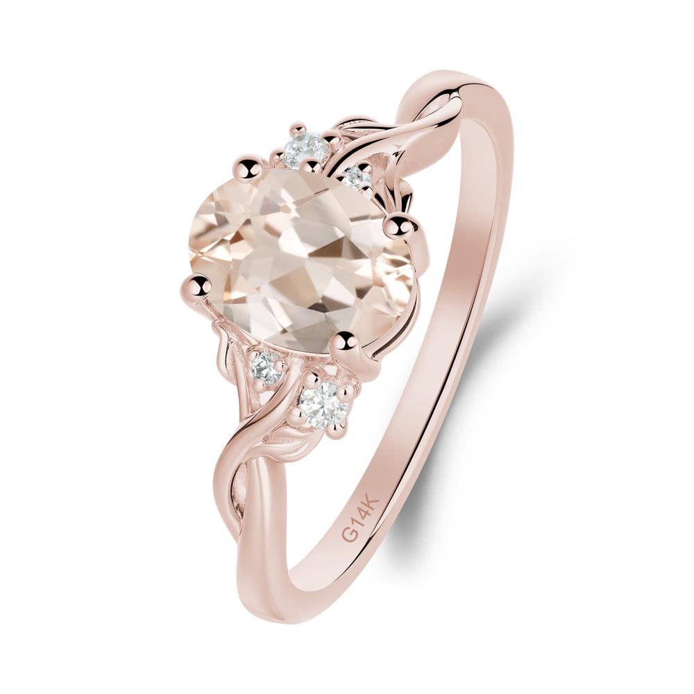 Leaf Inspired Twist Band Morganite Ring - LUO Jewelry #metal_14k rose gold
