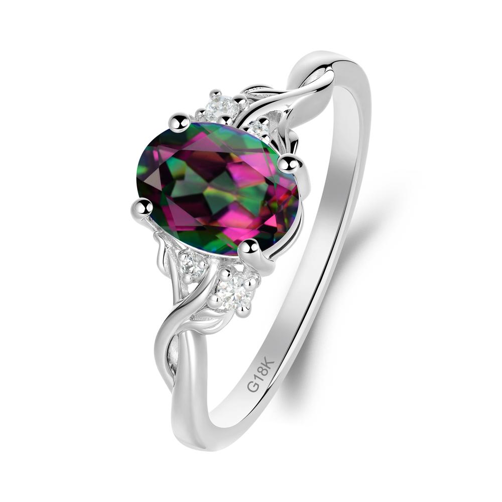 Mystic Topaz Leaf Twist Engagement Ring - LUO Jewelry #metal_18k white gold