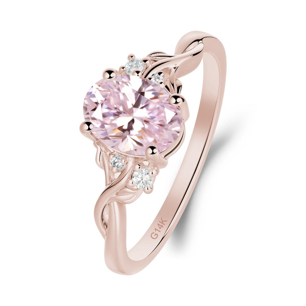 Leaf Inspired Twist Band Pink Cubic Zirconia Ring - LUO Jewelry #metal_14k rose gold