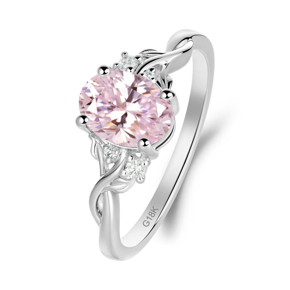 Leaf Inspired Twist Band Pink Cubic Zirconia Ring - LUO Jewelry #metal_18k white gold
