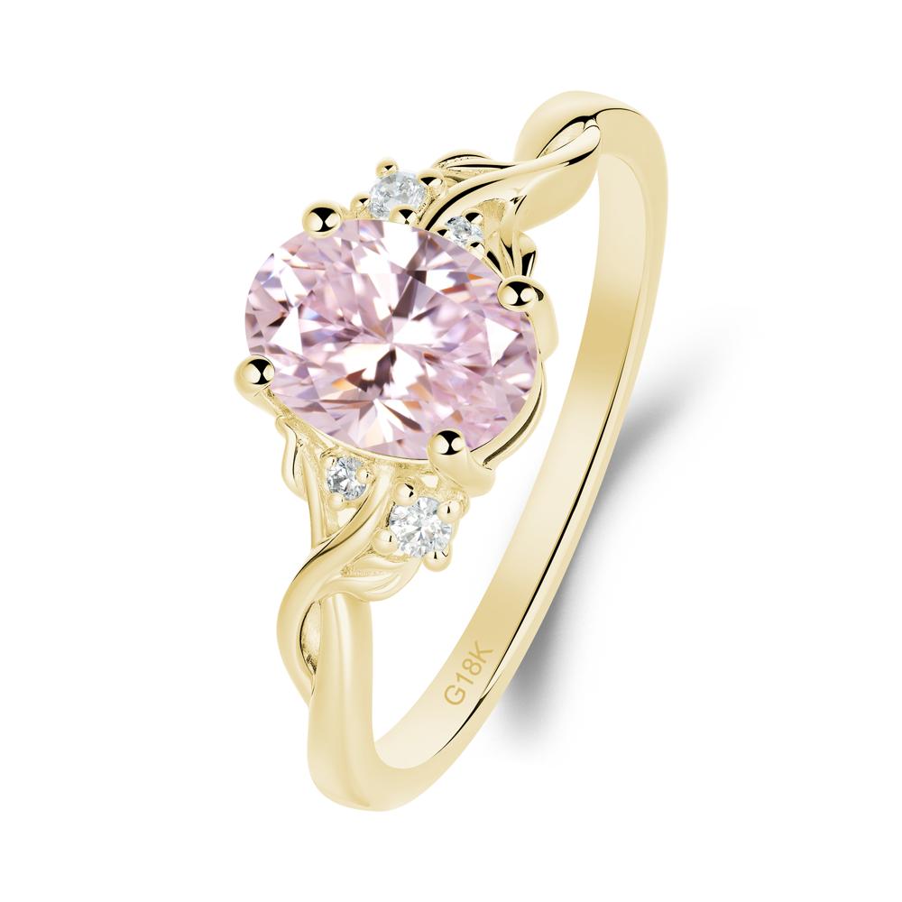 Leaf Inspired Twist Band Pink Cubic Zirconia Ring - LUO Jewelry #metal_18k yellow gold