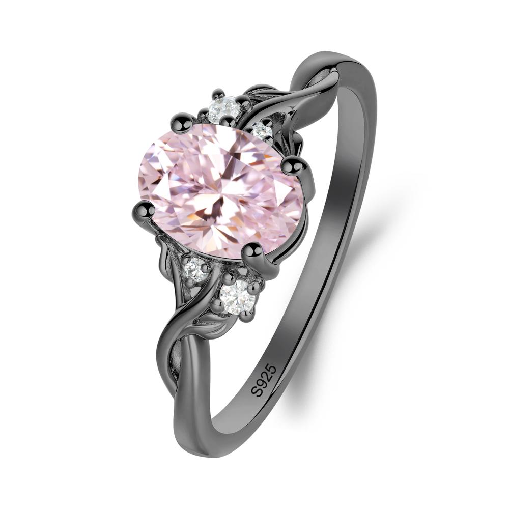Leaf Inspired Twist Band Pink Cubic Zirconia Ring - LUO Jewelry #metal_black finish sterling silver