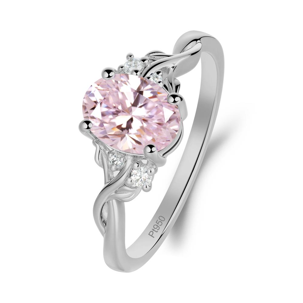 Leaf Inspired Twist Band Pink Cubic Zirconia Ring - LUO Jewelry #metal_platinum