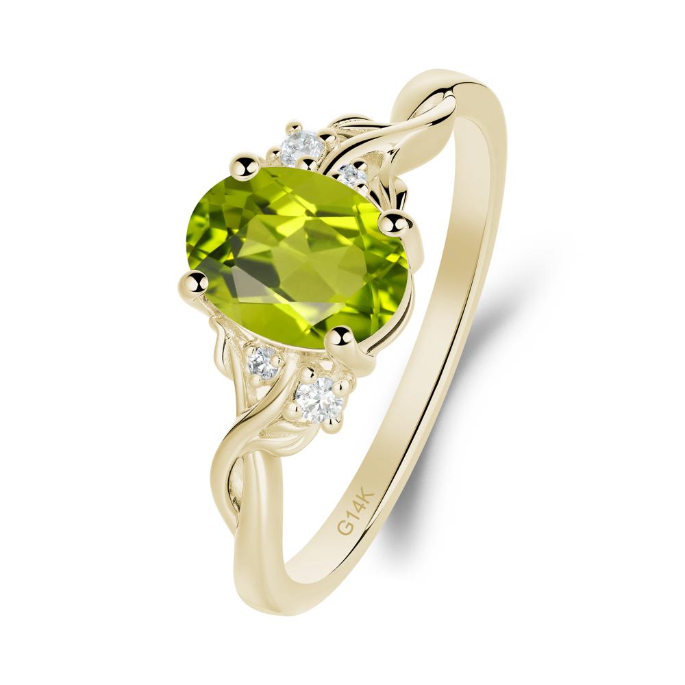 Twist Band Peridot Leaf Ring - LUO Jewelry #metal_14k yellow gold