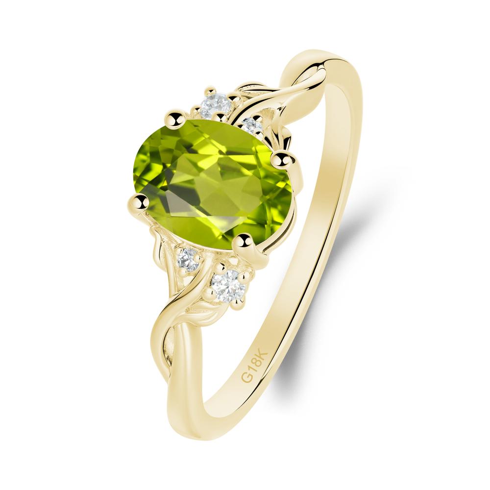 Twist Band Peridot Leaf Ring - LUO Jewelry #metal_18k yellow gold
