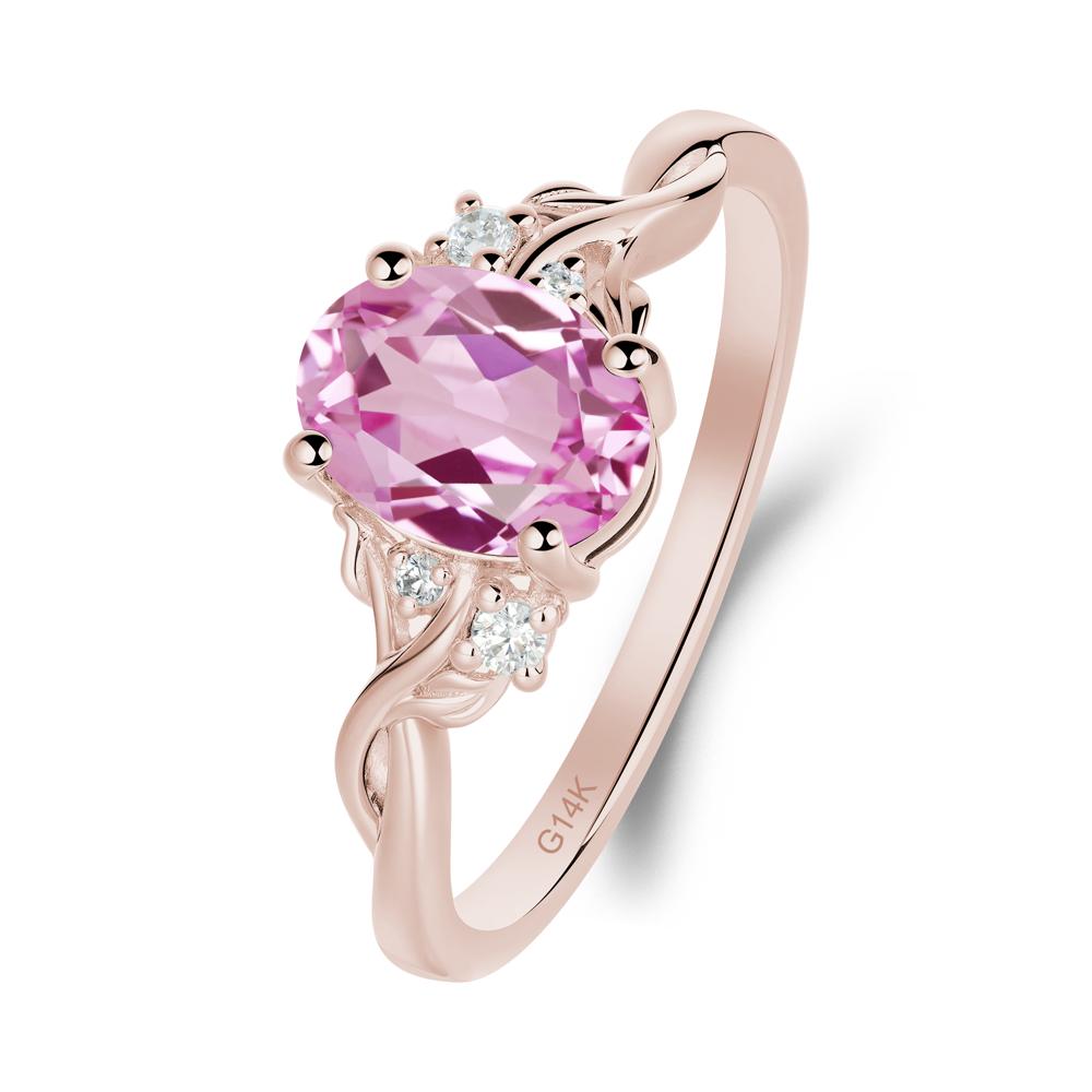 Pink Sapphire Leaf Twist Engagement Ring - LUO Jewelry #metal_14k rose gold