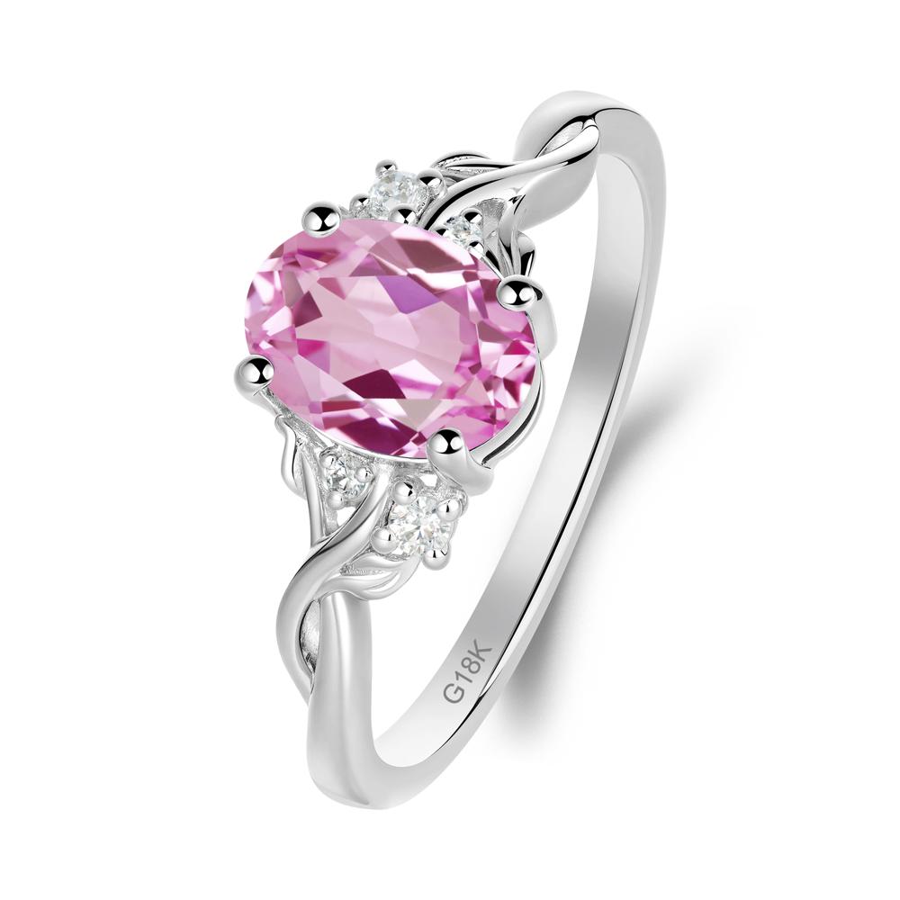 Pink Sapphire Leaf Twist Engagement Ring - LUO Jewelry #metal_18k white gold