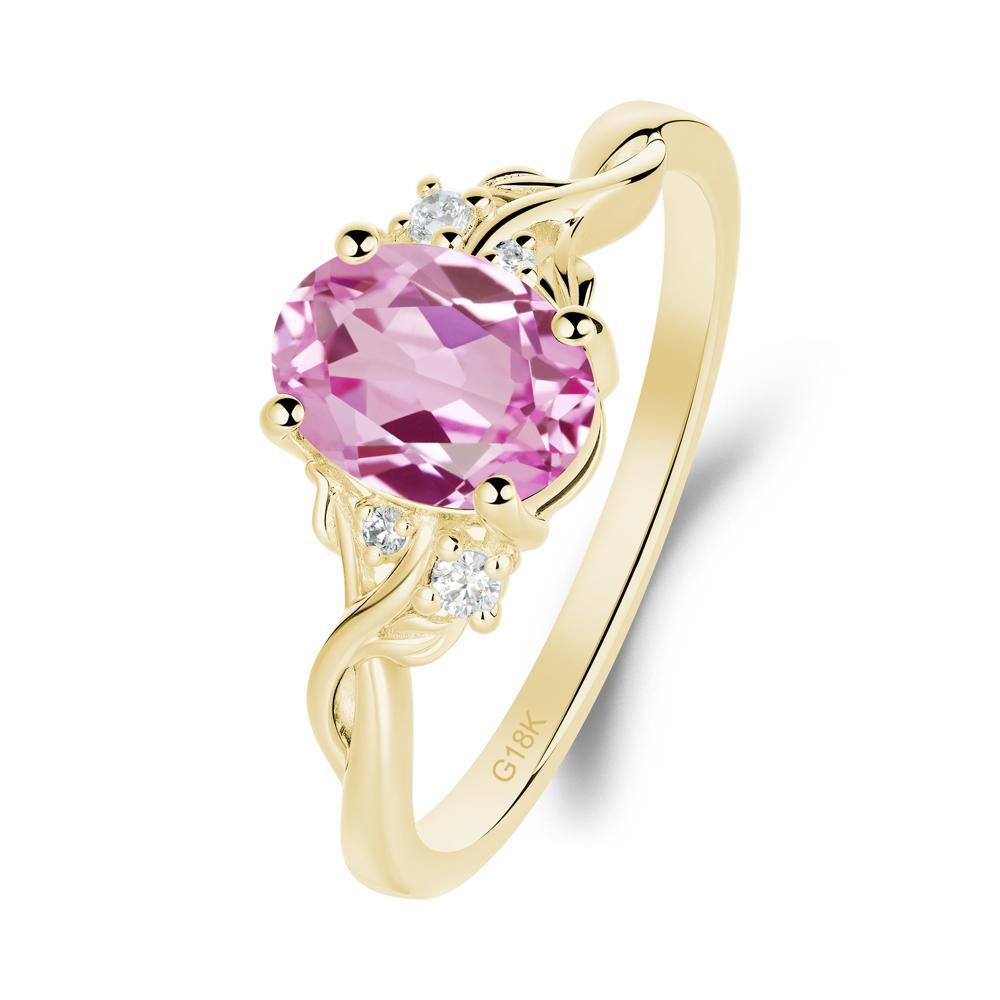 Pink Sapphire Leaf Twist Engagement Ring - LUO Jewelry #metal_18k yellow gold