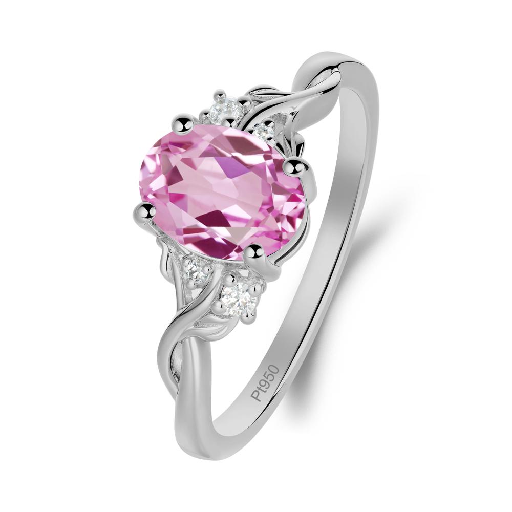 Pink Sapphire Leaf Twist Engagement Ring - LUO Jewelry #metal_platinum