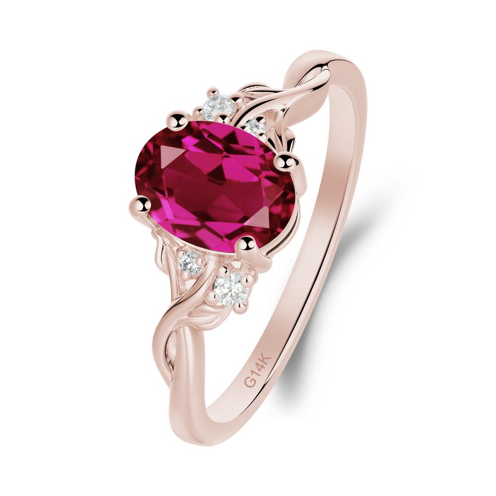 Leaf Inspired Twist Band Ruby Ring - LUO Jewelry #metal_14k rose gold