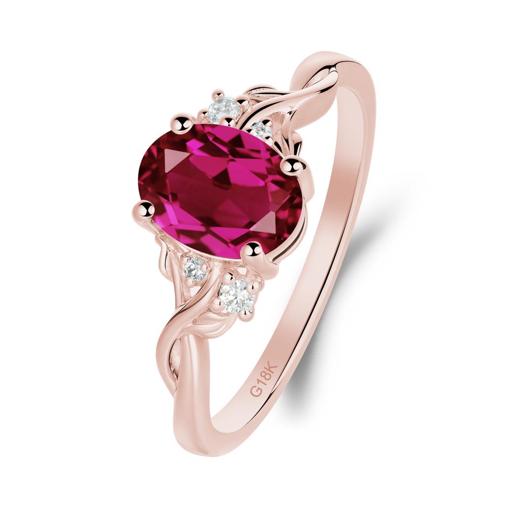 Leaf Inspired Twist Band Ruby Ring - LUO Jewelry #metal_18k rose gold
