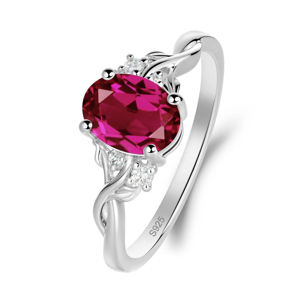 Leaf Inspired Twist Band Ruby Ring - LUO Jewelry #metal_sterling silver