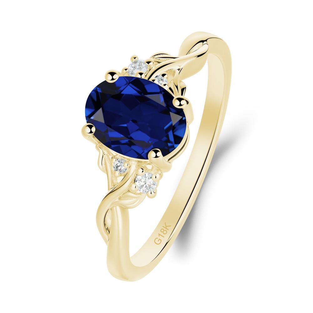 Twist Band Sapphire Leaf Ring - LUO Jewelry #metal_18k yellow gold